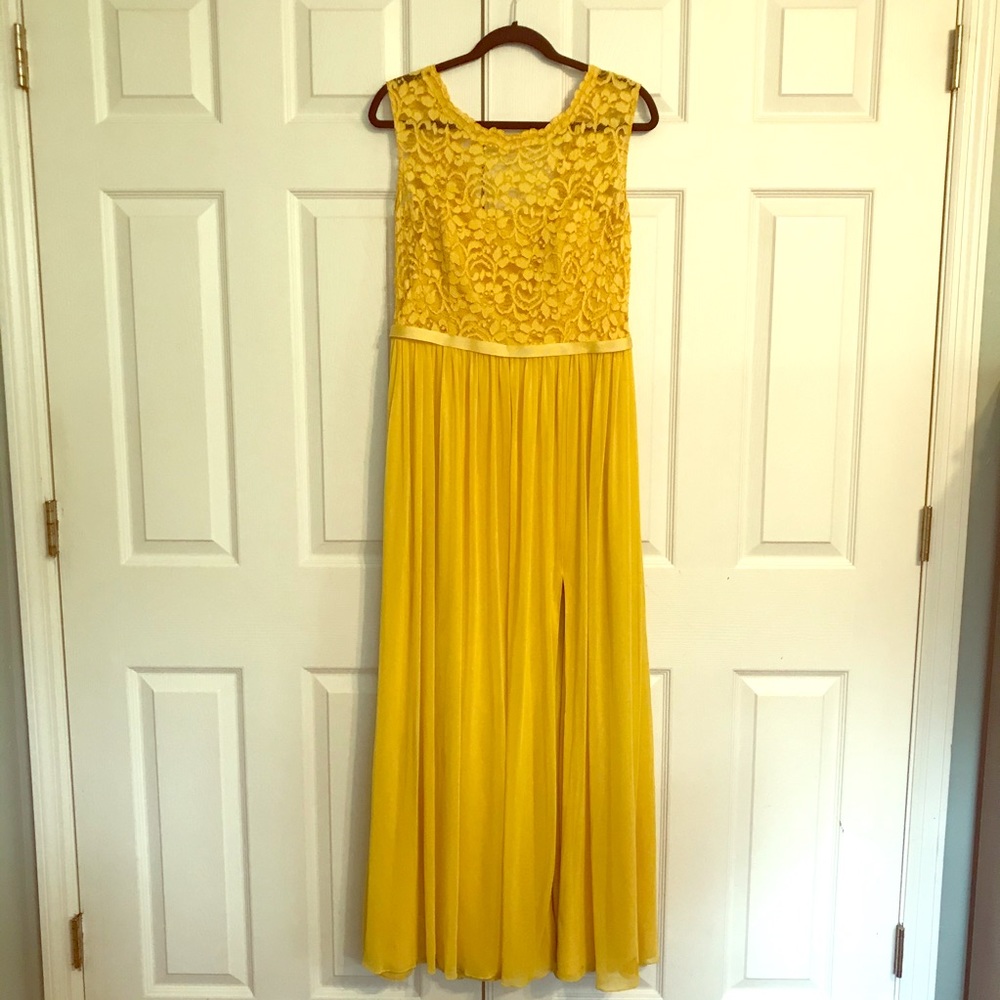 Long Bridesmaid Dress with Lace Bodice